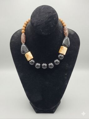 Brown and Black Bead Statement Necklace
